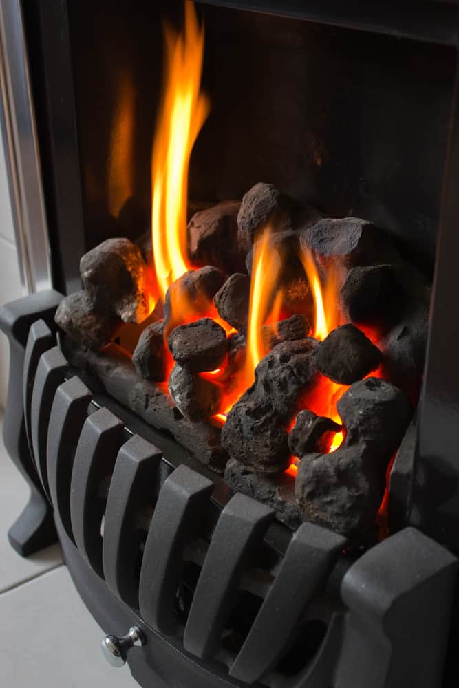 Fireplace flame close-up